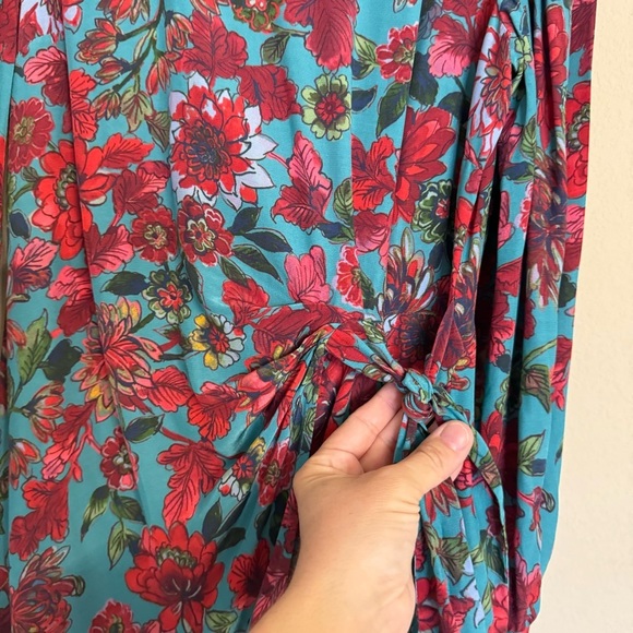 Talbots Satin Fit & Flare Blue Blooming Floral Side Tie Midi Dress Size 2P NEW - Picture 8 of 16